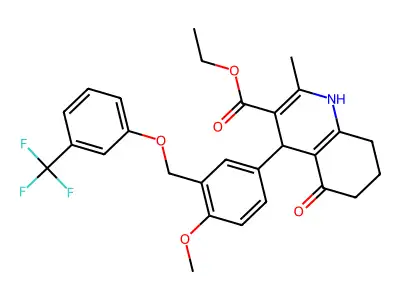 ethyl 4-(4-methoxy-3-{[3-(trifluoromethyl)phenoxy]methyl}phenyl)-2-methyl-5-oxo-1,4,5,6,7,8-hexahydro-3-quinolinecarboxylate structure