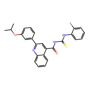 N-[(2-iodophenyl)carbamothioyl]-2-(3-propan-2-yloxyphenyl)quinoline-4-carboxamide structure