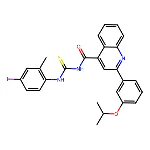 N-[(4-iodo-2-methylphenyl)carbamothioyl]-2-(3-propan-2-yloxyphenyl)quinoline-4-carboxamide structure