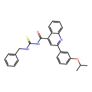 N-(benzylcarbamothioyl)-2-(3-propan-2-yloxyphenyl)quinoline-4-carboxamide structure