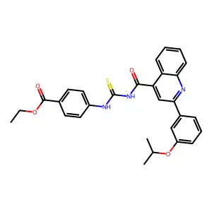 ethyl 4-[[2-(3-propan-2-yloxyphenyl)quinoline-4-carbonyl]carbamothioylamino]benzoate structure