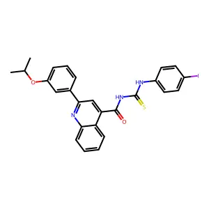 N-[(4-iodophenyl)carbamothioyl]-2-(3-propan-2-yloxyphenyl)quinoline-4-carboxamide structure