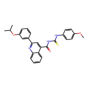 N-[(4-methoxyphenyl)carbamothioyl]-2-(3-propan-2-yloxyphenyl)quinoline-4-carboxamide structure