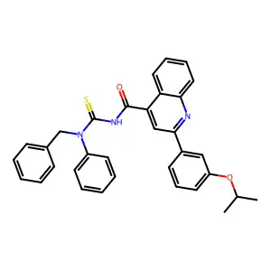 N-[benzyl(phenyl)carbamothioyl]-2-(3-propan-2-yloxyphenyl)quinoline-4-carboxamide structure
