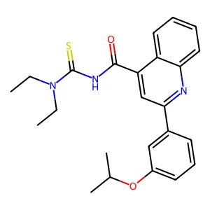 N-(diethylcarbamothioyl)-2-(3-propan-2-yloxyphenyl)quinoline-4-carboxamide structure