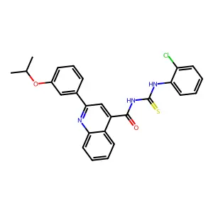 N-[(2-chlorophenyl)carbamothioyl]-2-(3-propan-2-yloxyphenyl)quinoline-4-carboxamide structure