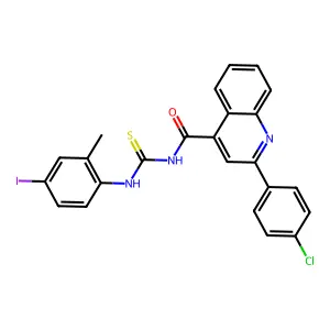 2-(4-chlorophenyl)-N-[(4-iodo-2-methylphenyl)carbamothioyl]quinoline-4-carboxamide structure