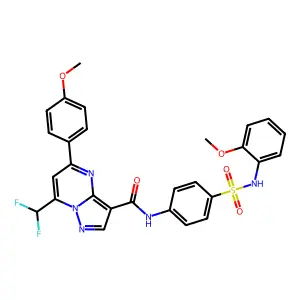7-(difluoromethyl)-5-(4-methoxyphenyl)-N-[4-[(2-methoxyphenyl)sulfamoyl]phenyl]pyrazolo[1,5-a]pyrimidine-3-carboxamide structure