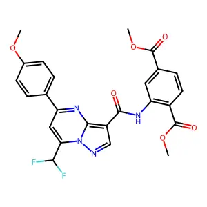 dimethyl 2-({[7-(difluoromethyl)-5-(4-methoxyphenyl)pyrazolo[1,5-a]pyrimidin-3-yl]carbonyl}amino)terephthalate structure