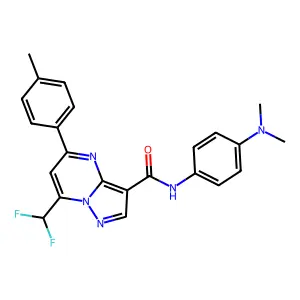 7-(difluoromethyl)-N-[4-(dimethylamino)phenyl]-5-(4-methylphenyl)pyrazolo[1,5-a]pyrimidine-3-carboxamide structure
