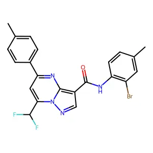 N-(2-bromo-4-methylphenyl)-7-(difluoromethyl)-5-(4-methylphenyl)pyrazolo[1,5-a]pyrimidine-3-carboxamide structure