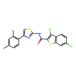 3,6-dichloro-N-[4-(2,4-dimethylphenyl)-1,3-thiazol-2-yl]-1-benzothiophene-2-carboxamide structure