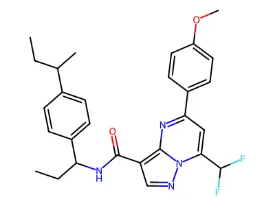 N-[1-(4-butan-2-ylphenyl)propyl]-7-(difluoromethyl)-5-(4-methoxyphenyl)pyrazolo[1,5-a]pyrimidine-3-carboxamide structure