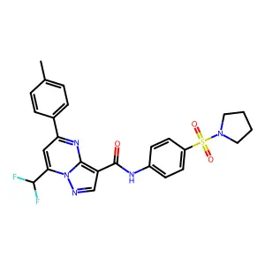 7-(difluoromethyl)-5-(4-methylphenyl)-N-(4-pyrrolidin-1-ylsulfonylphenyl)pyrazolo[1,5-a]pyrimidine-3-carboxamide structure
