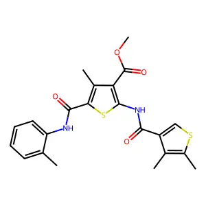 methyl 2-[(4,5-dimethylthiophene-3-carbonyl)amino]-4-methyl-5-[(2-methylphenyl)carbamoyl]thiophene-3-carboxylate structure