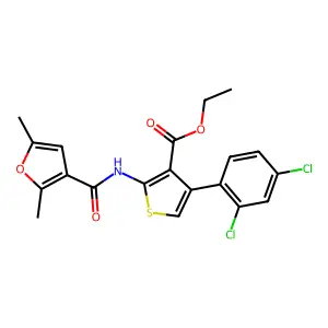 ethyl 4-(2,4-dichlorophenyl)-2-[(2,5-dimethyl-3-furoyl)amino]-3-thiophenecarboxylate structure