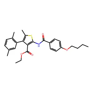ethyl 2-[(4-butoxybenzoyl)amino]-4-(2,5-dimethylphenyl)-5-methyl-3-thiophenecarboxylate structure