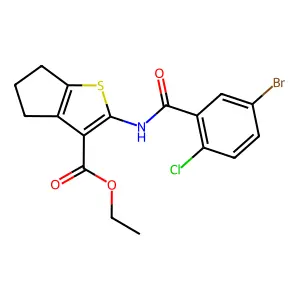 ethyl 2-[(5-bromo-2-chlorobenzoyl)amino]-5,6-dihydro-4H-cyclopenta[b]thiophene-3-carboxylate structure