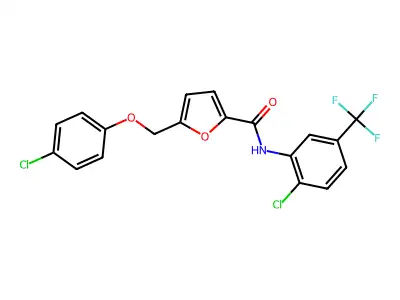 5-[(4-chlorophenoxy)methyl]-N-[2-chloro-5-(trifluoromethyl)phenyl]furan-2-carboxamide structure