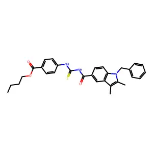 Butyl 4-[(1-benzyl-2,3-dimethylindole-5-carbonyl)carbamothioylamino]benzoate structure