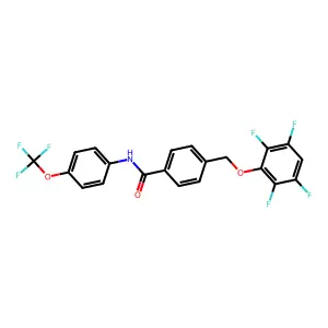4-[(2,3,5,6-tetrafluorophenoxy)methyl]-N-[4-(trifluoromethoxy)phenyl]benzamide structure