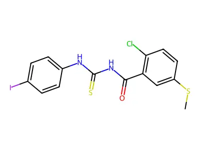 2-chloro-N-[(4-iodophenyl)carbamothioyl]-5-methylsulfanylbenzamide structure