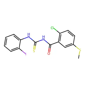 2-chloro-N-[(2-iodophenyl)carbamothioyl]-5-methylsulfanylbenzamide structure