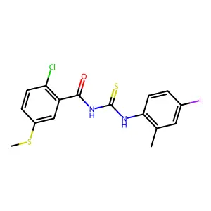 2-chloro-N-[(4-iodo-2-methylphenyl)carbamothioyl]-5-methylsulfanylbenzamide structure