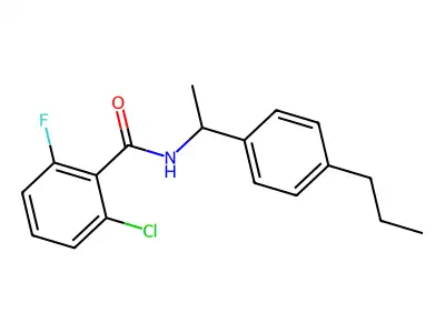 2-chloro-6-fluoro-N-[1-(4-propylphenyl)ethyl]benzamide structure