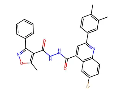 N'-[6-bromo-2-(3,4-dimethylphenyl)quinoline-4-carbonyl]-5-methyl-3-phenyl-1,2-oxazole-4-carbohydrazide structure