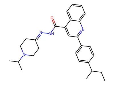2-(4-sec-butylphenyl)-N'-(1-isopropyl-4-piperidinylidene)-4-quinolinecarbohydrazide structure