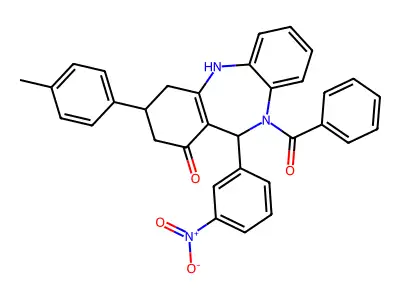 5-benzoyl-9-(4-methylphenyl)-6-(3-nitrophenyl)-8,9,10,11-tetrahydro-6H-benzo[b][1,4]benzodiazepin-7-one structure