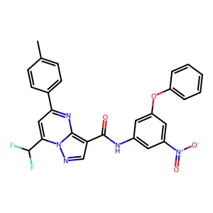 7-(difluoromethyl)-5-(4-methylphenyl)-N-(3-nitro-5-phenoxyphenyl)pyrazolo[1,5-a]pyrimidine-3-carboxamide structure