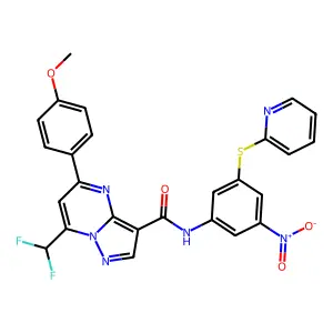 7-(difluoromethyl)-5-(4-methoxyphenyl)-N-(3-nitro-5-pyridin-2-ylsulfanylphenyl)pyrazolo[1,5-a]pyrimidine-3-carboxamide structure