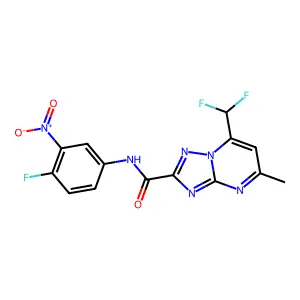 7-(difluoromethyl)-N-(4-fluoro-3-nitrophenyl)-5-methyl-[1,2,4]triazolo[1,5-a]pyrimidine-2-carboxamide structure