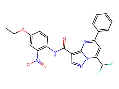 7-(difluoromethyl)-N-(4-ethoxy-2-nitrophenyl)-5-phenylpyrazolo[1,5-a]pyrimidine-3-carboxamide structure