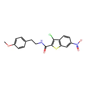 3-chloro-N-[2-(4-methoxyphenyl)ethyl]-6-nitro-1-benzothiophene-2-carboxamide structure