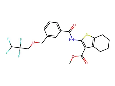 methyl 2-({3-[(2,2,3,3-tetrafluoropropoxy)methyl]benzoyl}amino)-4,5,6,7-tetrahydro-1-benzothiophene-3-carboxylate structure