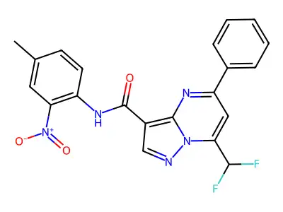 7-(difluoromethyl)-N-(4-methyl-2-nitrophenyl)-5-phenylpyrazolo[1,5-a]pyrimidine-3-carboxamide structure