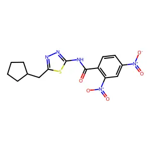 N-[5-(cyclopentylmethyl)-1,3,4-thiadiazol-2-yl]-2,4-dinitrobenzamide structure