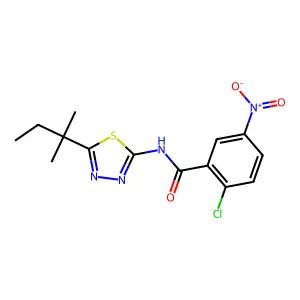 2-chloro-N-[5-(2-methylbutan-2-yl)-1,3,4-thiadiazol-2-yl]-5-nitrobenzamide structure