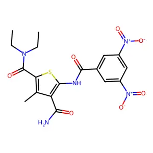 5-[(3,5-dinitrobenzoyl)amino]-2-N,2-N-diethyl-3-methylthiophene-2,4-dicarboxamide structure