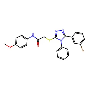2-{[5-(3-bromophenyl)-4-phenyl-4H-1,2,4-triazol-3-yl]sulfanyl}-N-(4-methoxyphenyl)acetamide structure