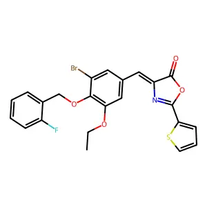 (E)-4-(3-Bromo-5-ethoxy-4-((2-fluorobenzyl)oxy)benzylidene)-2-(thiophen-2-yl)oxazol-5(4H)-one structure