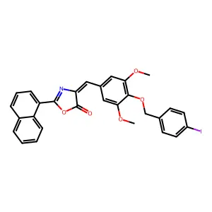 4-{4-[(4-iodobenzyl)oxy]-3,5-dimethoxybenzylidene}-2-(1-naphthyl)-1,3-oxazol-5(4H)-one structure