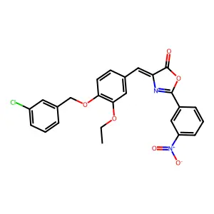 4-{4-[(3-chlorobenzyl)oxy]-3-ethoxybenzylidene}-2-{3-nitrophenyl}-1,3-oxazol-5(4H)-one structure