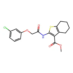 methyl 2-{[(3-chlorophenoxy)acetyl]amino}-4,5,6,7-tetrahydro-1-benzothiophene-3-carboxylate structure