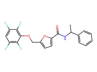 N-(1-phenylethyl)-5-[(2,3,5,6-tetrafluorophenoxy)methyl]furan-2-carboxamide structure