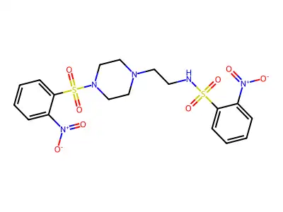 2-nitro-N-[2-[4-(2-nitrophenyl)sulfonylpiperazin-1-yl]ethyl]benzenesulfonamide structure