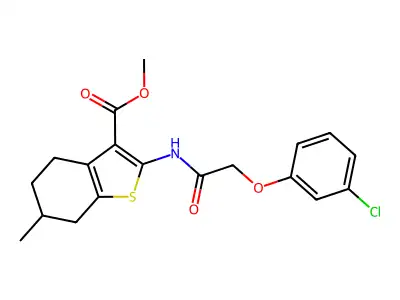 methyl 2-{[(3-chlorophenoxy)acetyl]amino}-6-methyl-4,5,6,7-tetrahydro-1-benzothiophene-3-carboxylate structure
